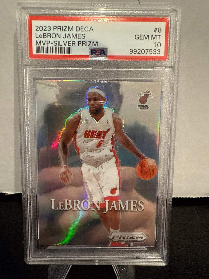 Lebron James 2023 Prizm DECA MVP Silver, PSA 10 Gem Mint