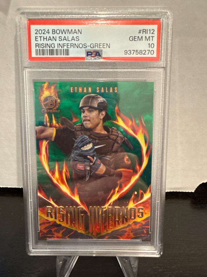 Ethan Salas 2024 Bowman Rising Infernos Green Refractor, 84/99, PSA 10 Gem Mint