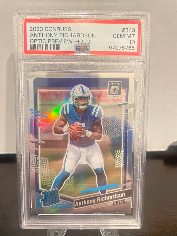 Anthony Richardson 2023 Donruss Optic Preview Holo Rookie, PSA 10 Gem Mint