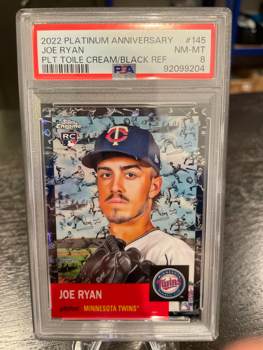 Joe Ryan 2022 Topps Chrome Platinum Toile Cream Rookie, 01/10, PSA 8