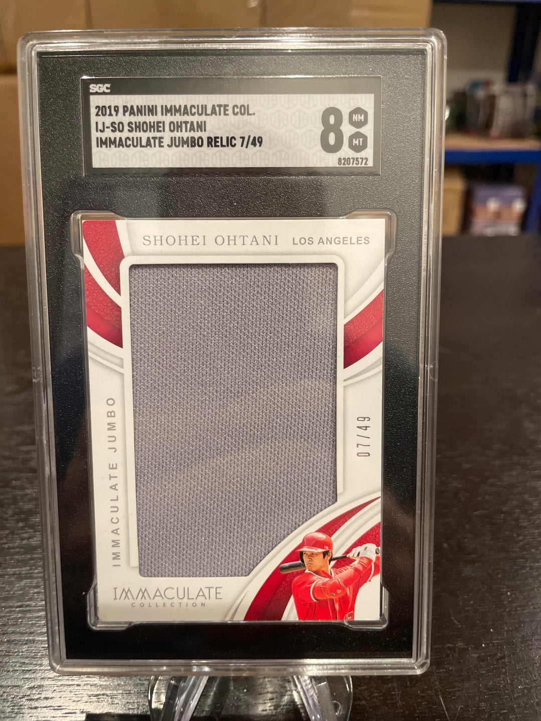 Shohei Ohtani 2019 Panini Immaculate Jumbo Relic, 07/49, SGC 8