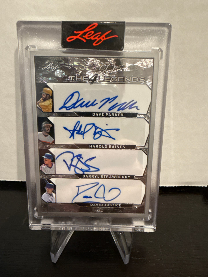 2024 Leaf Decadence, The 4 Legends, Dave Parker/Harold Baines/Darryl Strawberry/David Justice Quad Auto, 2/2