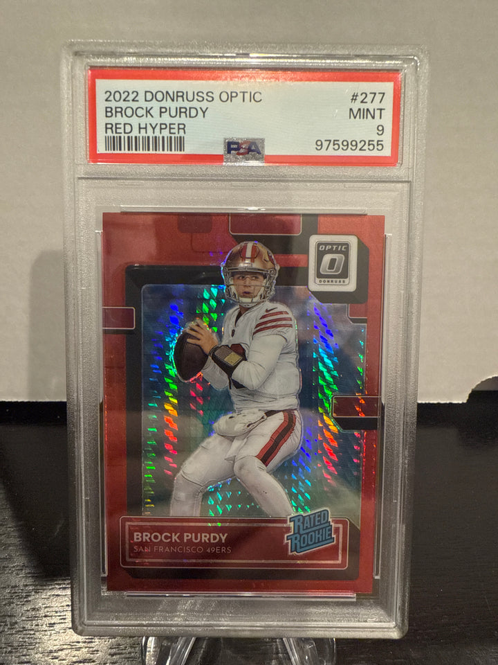 Brock Purdy 2022 Panini Donruss Optic Red Hyper Rated Rookie, PSA 9 Mint