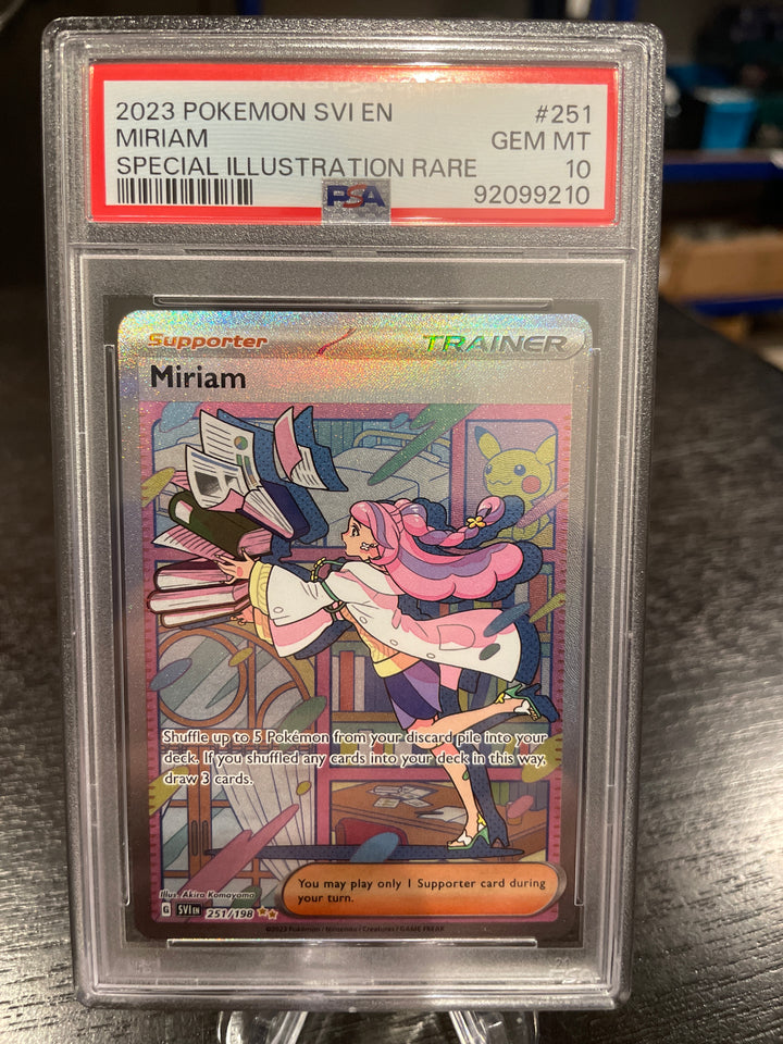 Pokemon TCG 2023 Miriam Trainer Scarlet & Violet Secret Rare, 251/198, PSA 10 Gem Mint