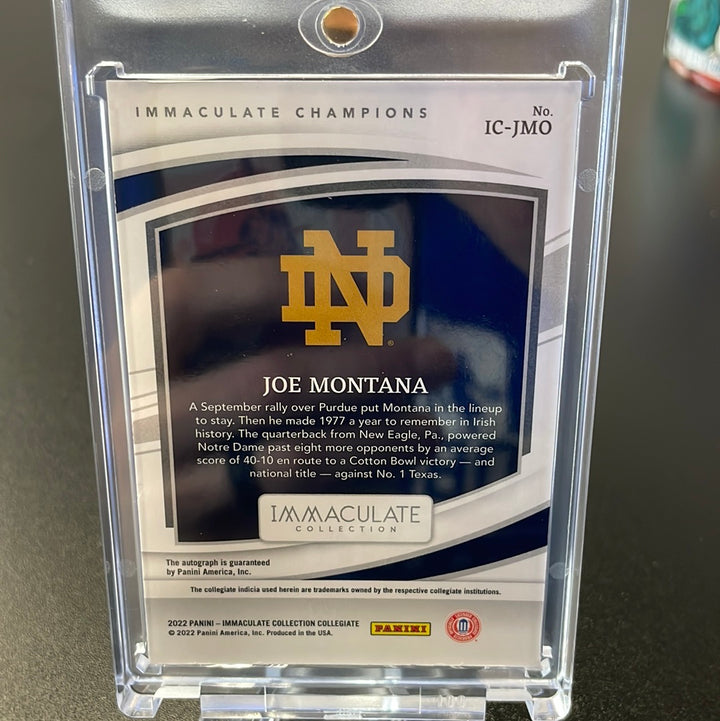 Joe Montana 2022 Panini Immaculate Collegiate Auto, 5/5