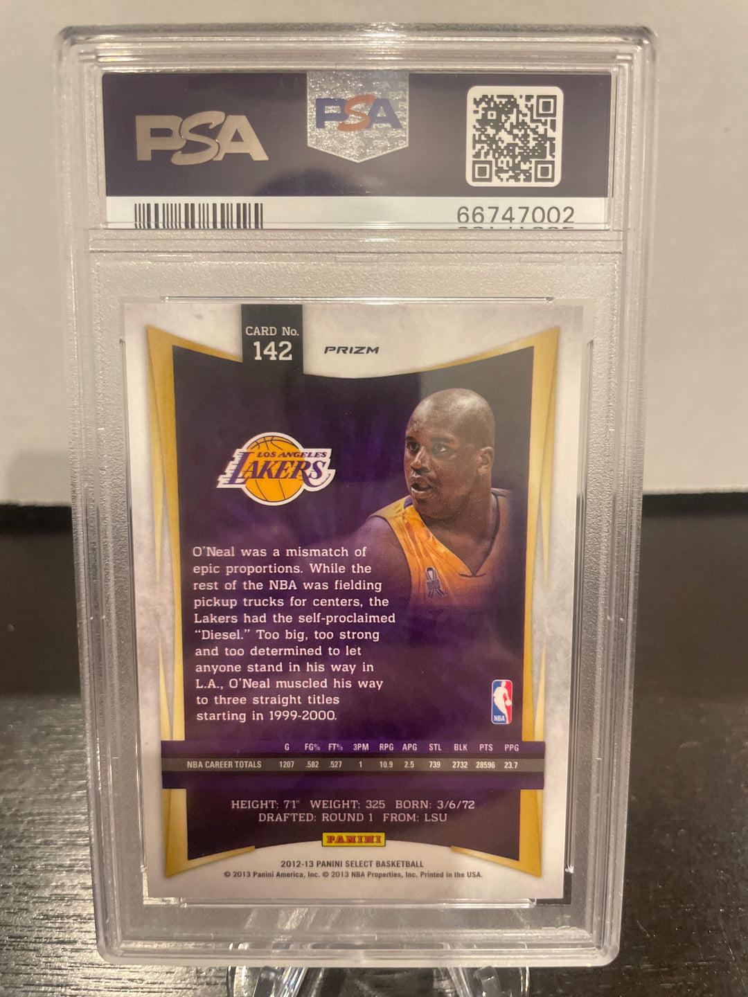 Shaquille O'Neal 2012 Panini Select Silver Prizm, PSA 9 Mint