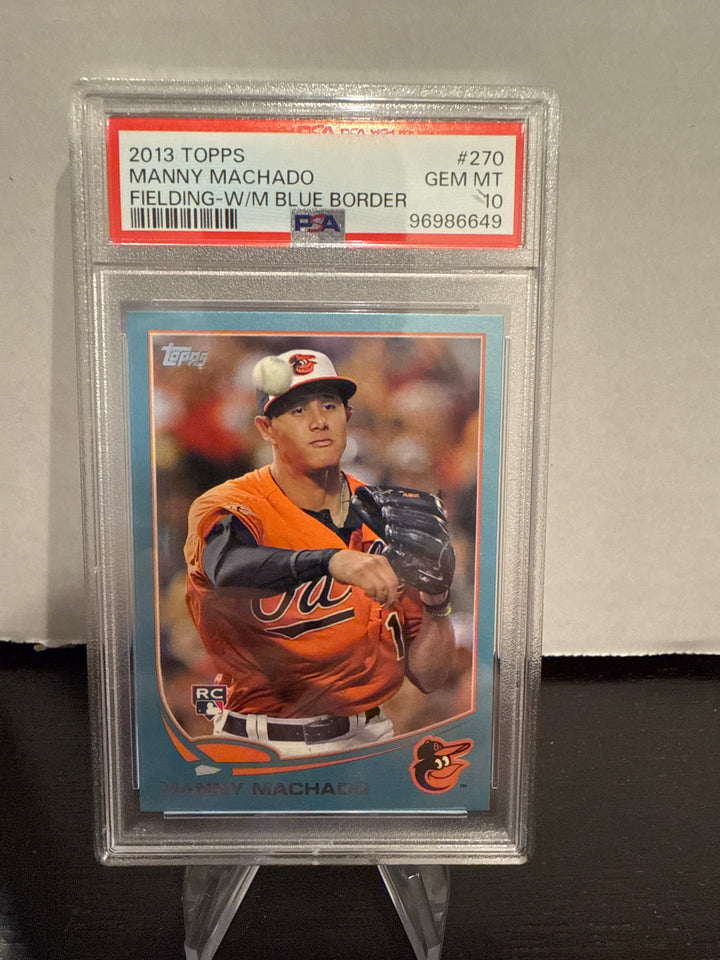 Manny Machado 2013 Topps Rookie, Fielding Wal Mart Blue Border, PSA 10 Gem Mint