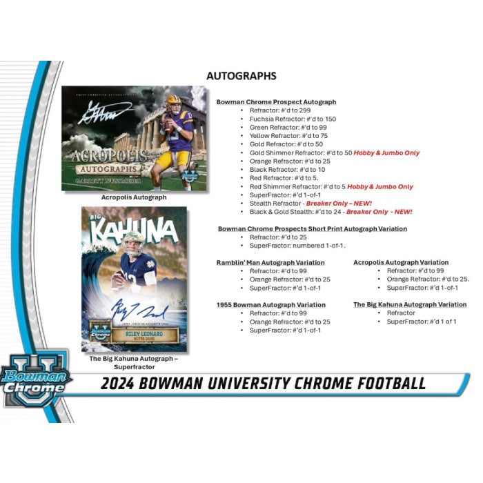 2024 Bowman University Chrome Football Hobby Box