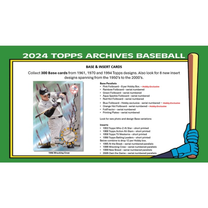 2024 Topps Archives Baseball Collectors Hobby Box