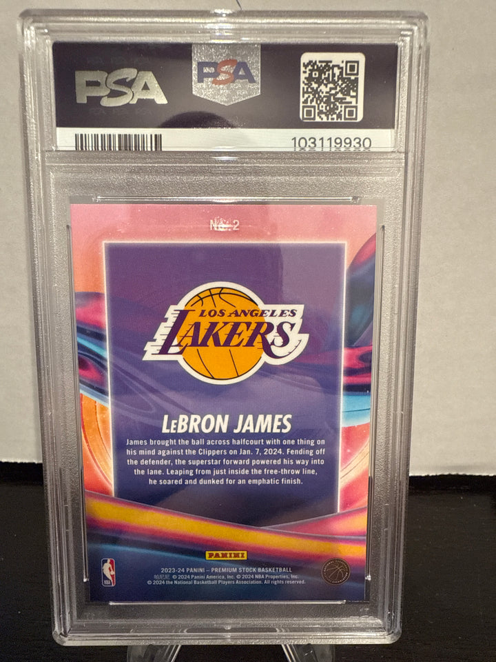 Lebron James 2023 Prizm NBA Hoops Premium Stock Anti Gravity, PSA 10 Gem Mint