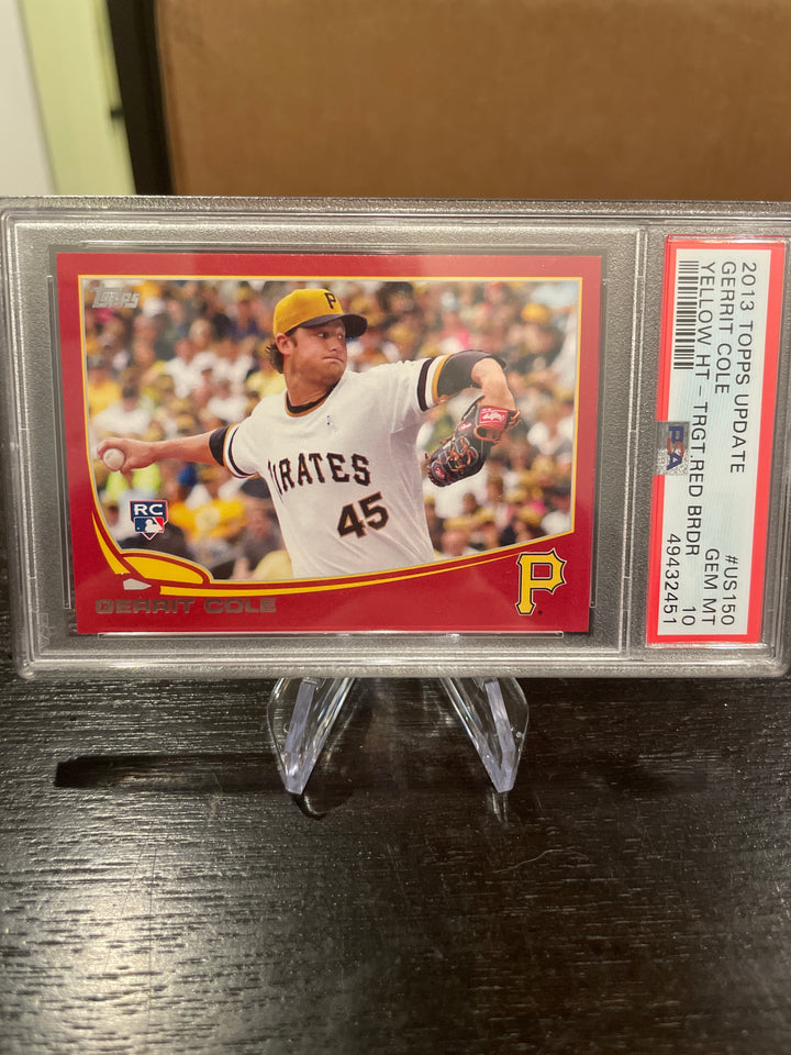 Gerrit Cole 2013 Topps Update Yellow Hat, Red Border Rookie, PSA 10 Gem Mint