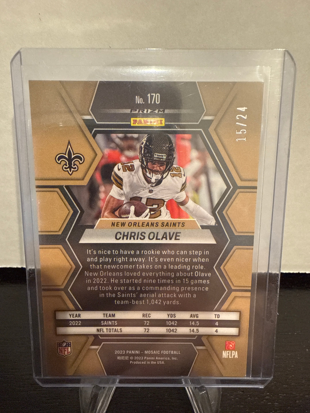 Chris Olave 2023 Panini Mosaic Gold Mini Diamond, 15/24