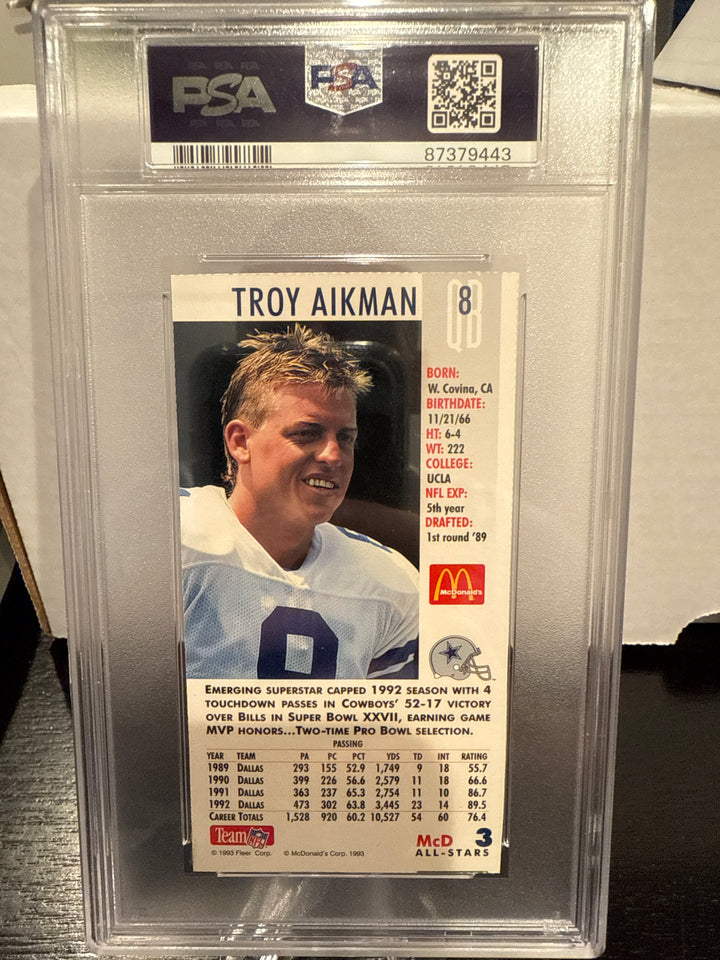 Troy Aikman 1993 McDonalds Gameday Jumbo Card, PSA 6