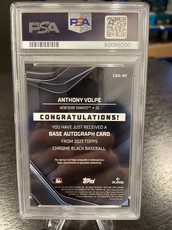 Anthony Volpe 2023 Topps Chrome Black Rookie Autograph, PSA 10 Gem Mint