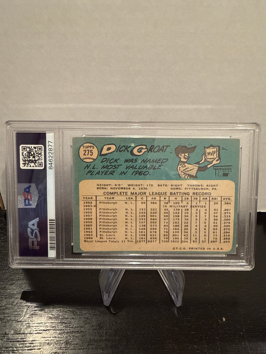 Dick Groat 1965 Topps, PSA 4