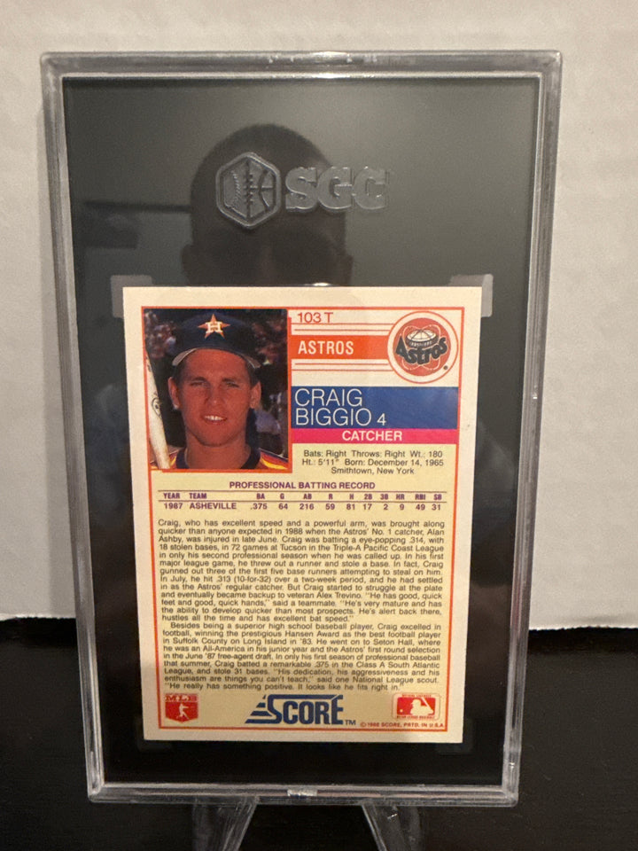 Craig Biggio 1988 Topps Traded Rookie, SGC 9.5