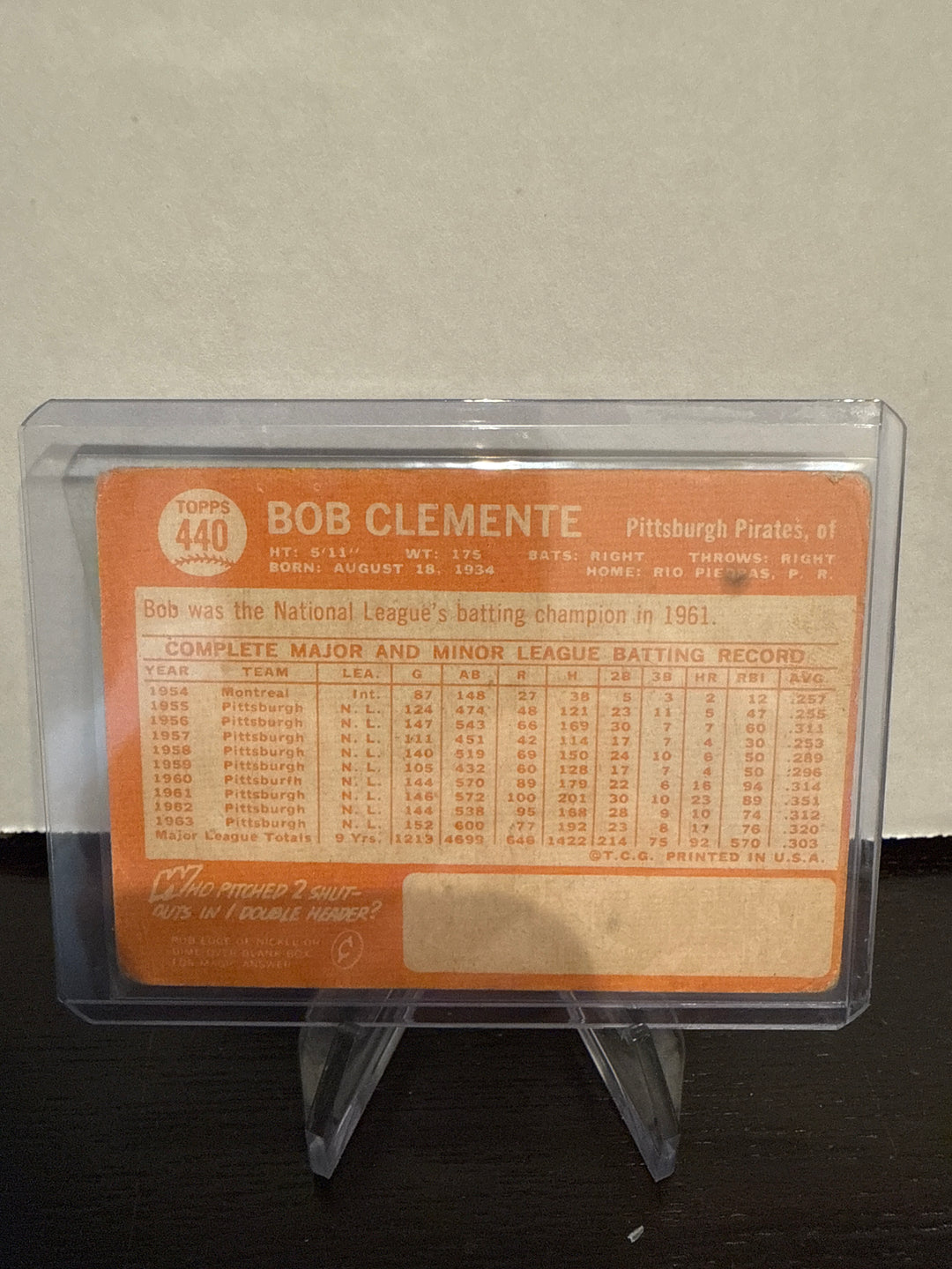 Bob Clemente 1964 Topps