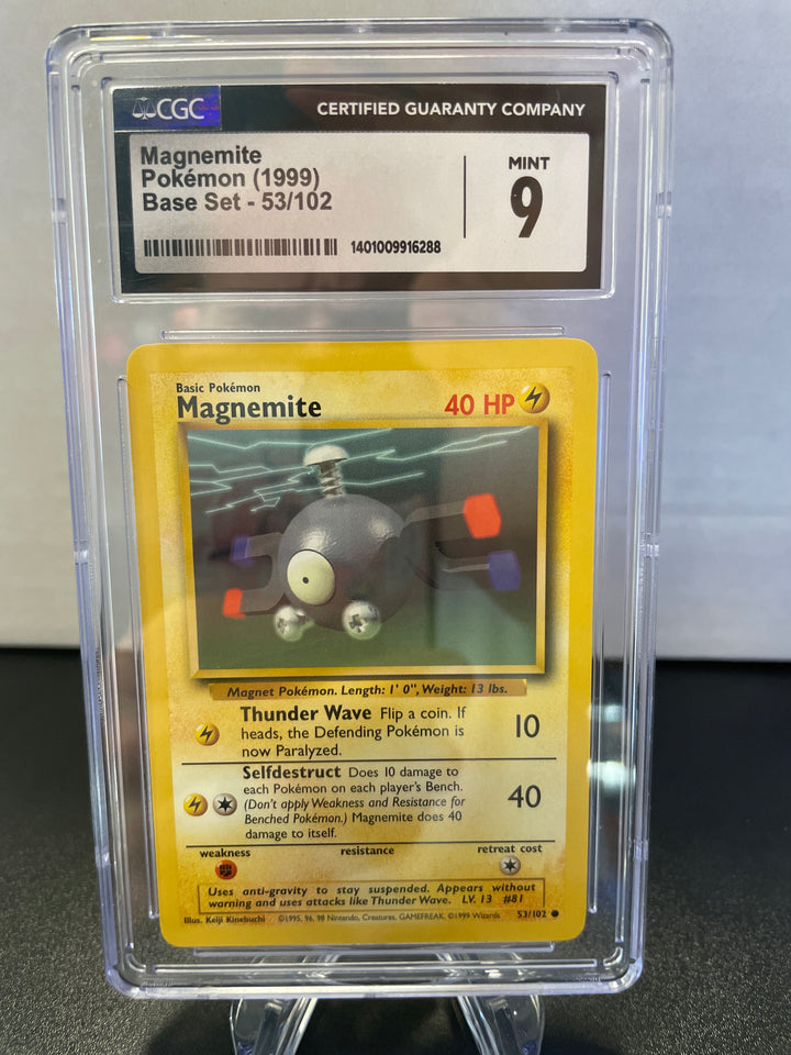 Pokémon TCG 1999 Magnemite Base Set, 53/102, CGC 9 Mint