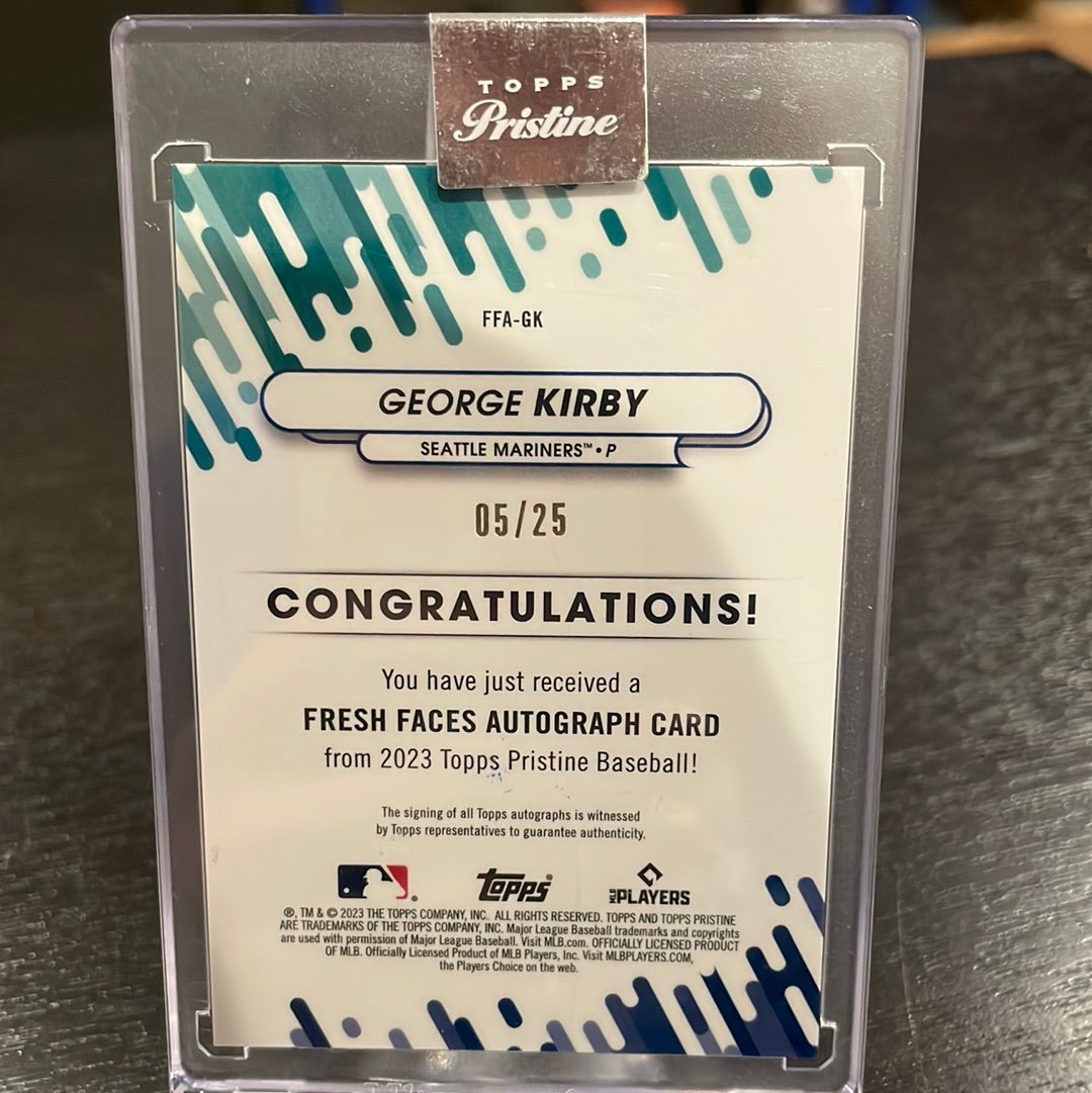 George Kirby 2023 Topps Pristine Fresh Faces Gold Autograph, 05/25