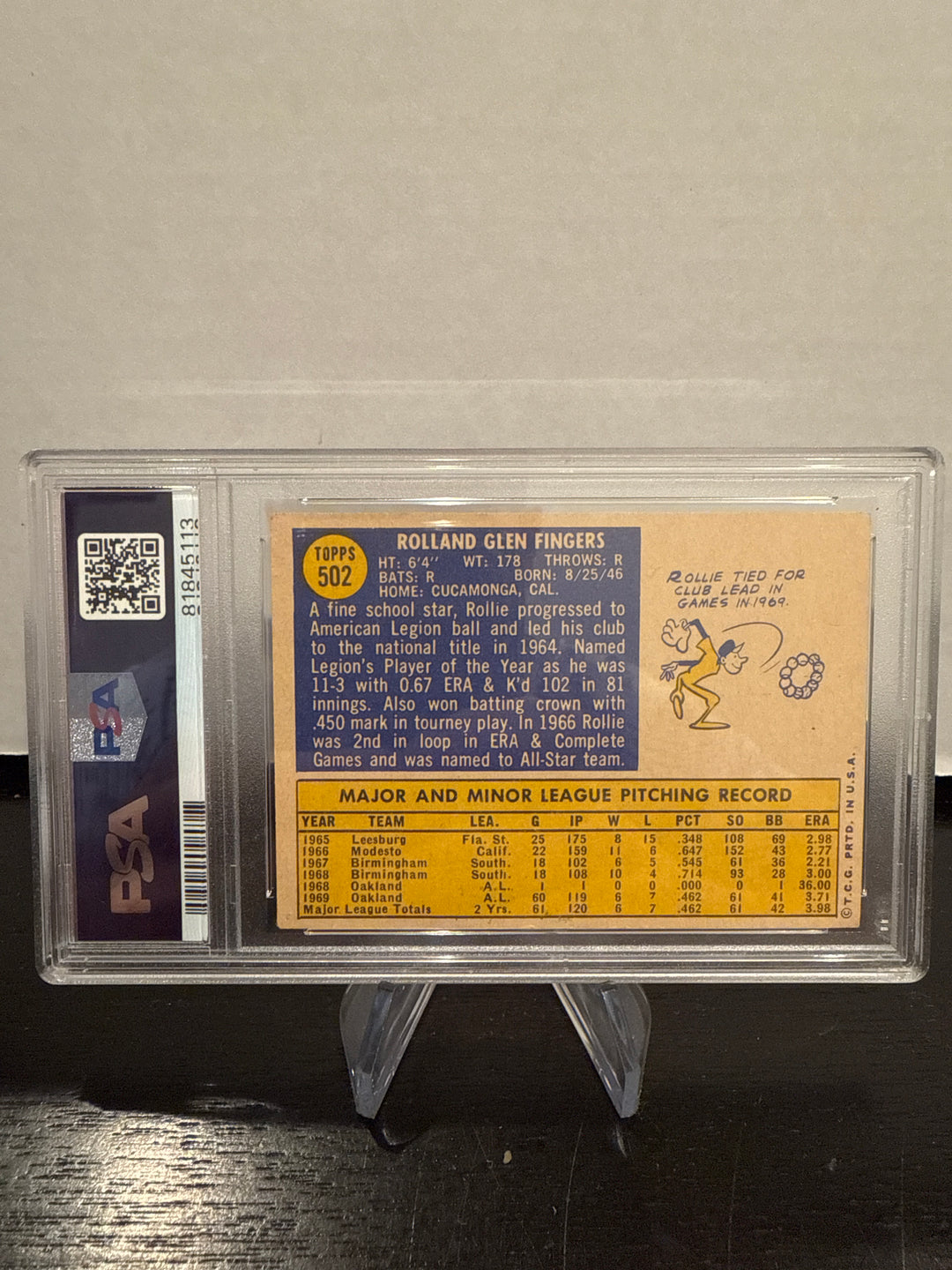 Rollie Fingers 1970 Topps, PSA 3