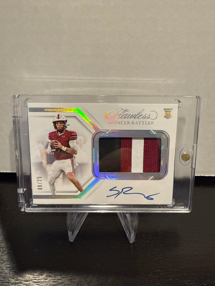 Spencer Rattler 2024 Panini Flawless Collegiate Rookie Patch Auto, 08/25