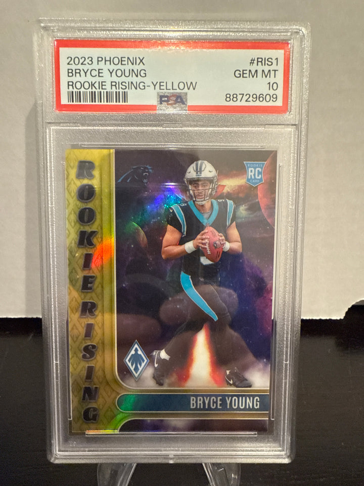 Bryce Young 2023 Panini Phoenix Rookie Rising Yellow, 02/75, PSA 10 Gem Mint