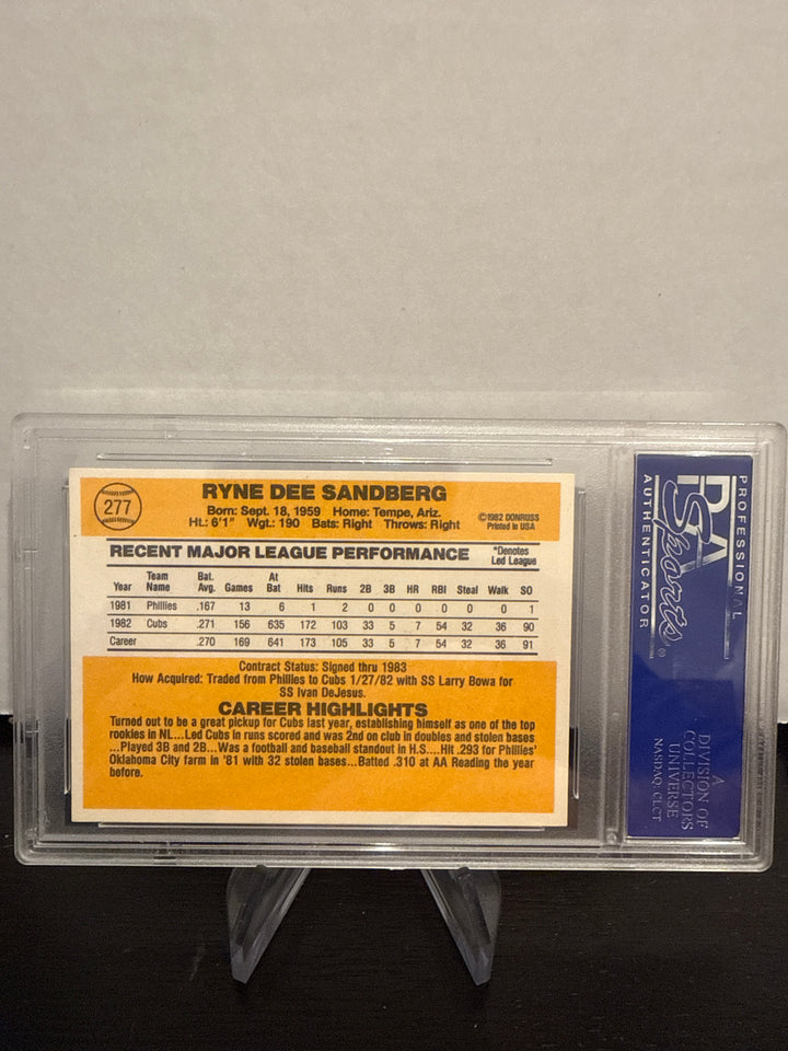 Ryne Sandberg 1983 Donruss Rookie, PSA 8 Mint