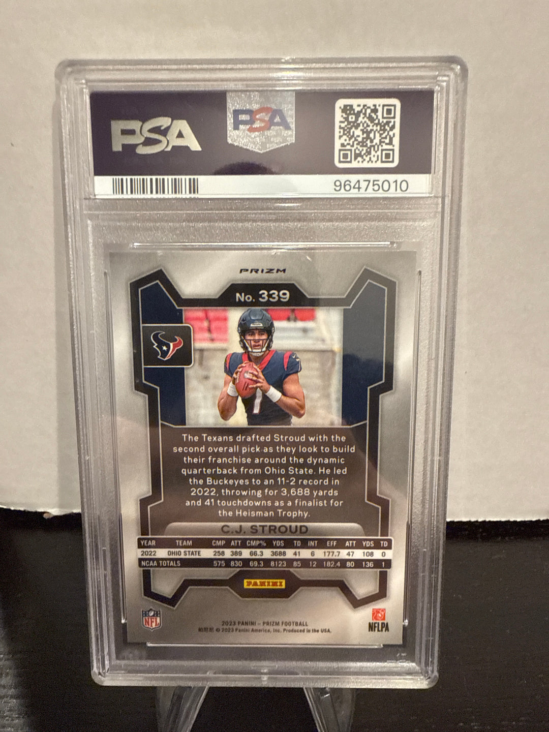 CJ Stroud 2023 Panini Prizm Lazer Prizm Rookie, PSA 9 Mint