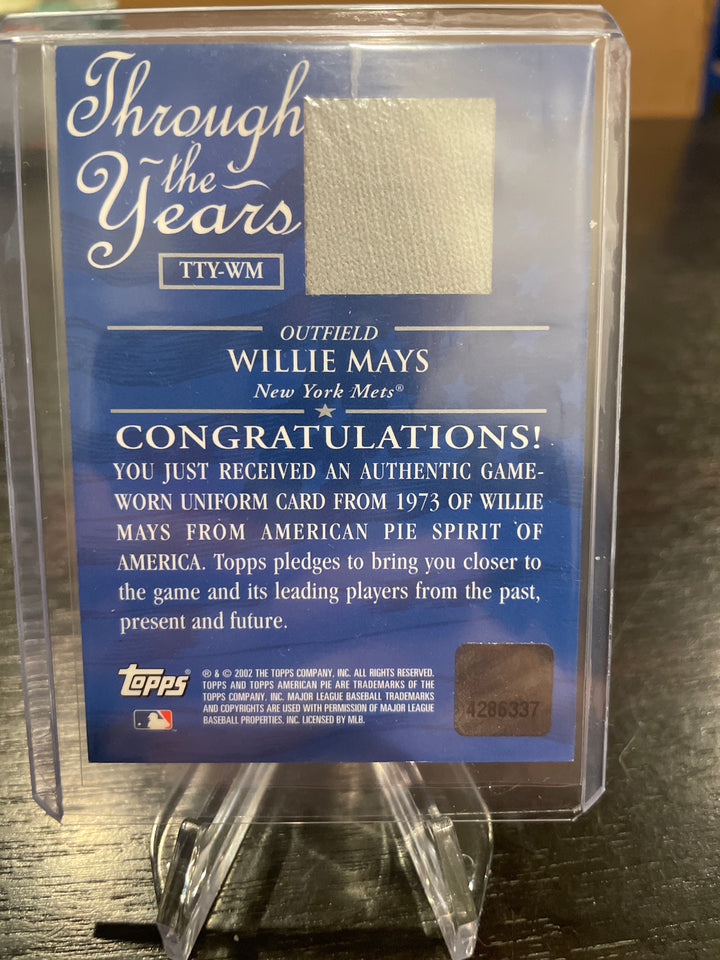 Willie Mays 2002 Topps Through the Years Game Used Jersey Relic