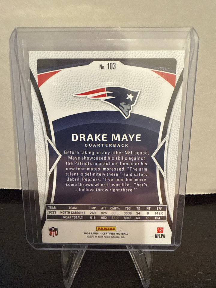 Drake Maye 2024 Panini Certified Rookie Pink, 060/225