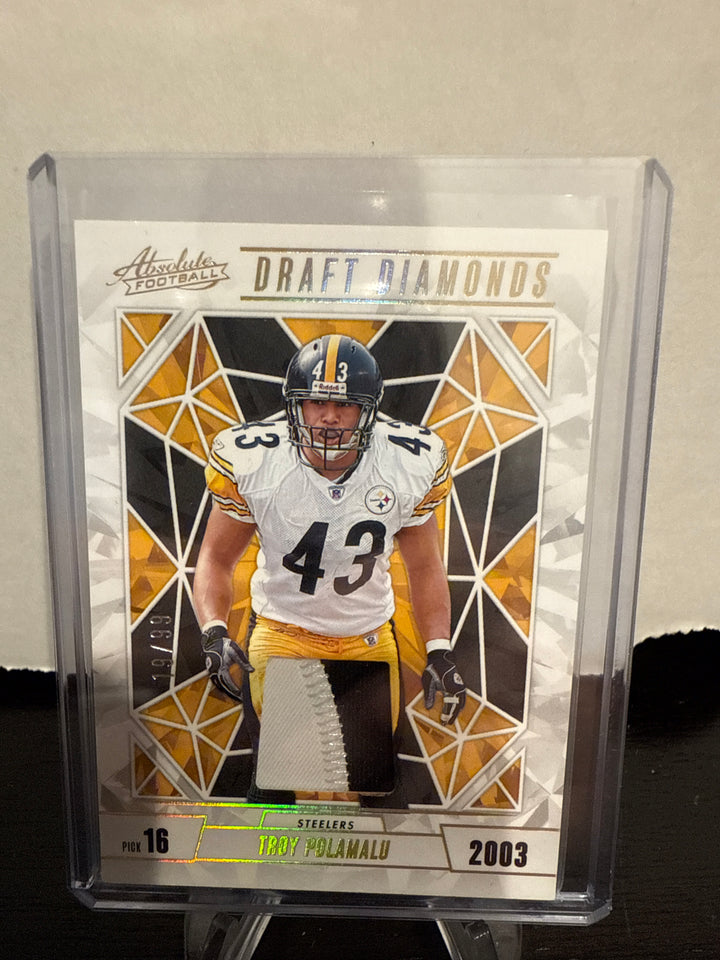 Troy Polamalu 2024 Panini Absolute Draft Diamonds Relic, 19/99