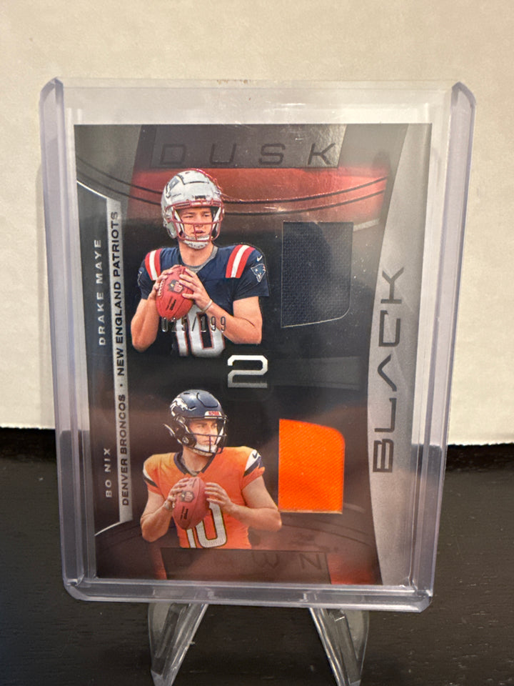 Drake Maye/Bo Nix 2024 Panini Black Dual Rookie Relic, 025/199