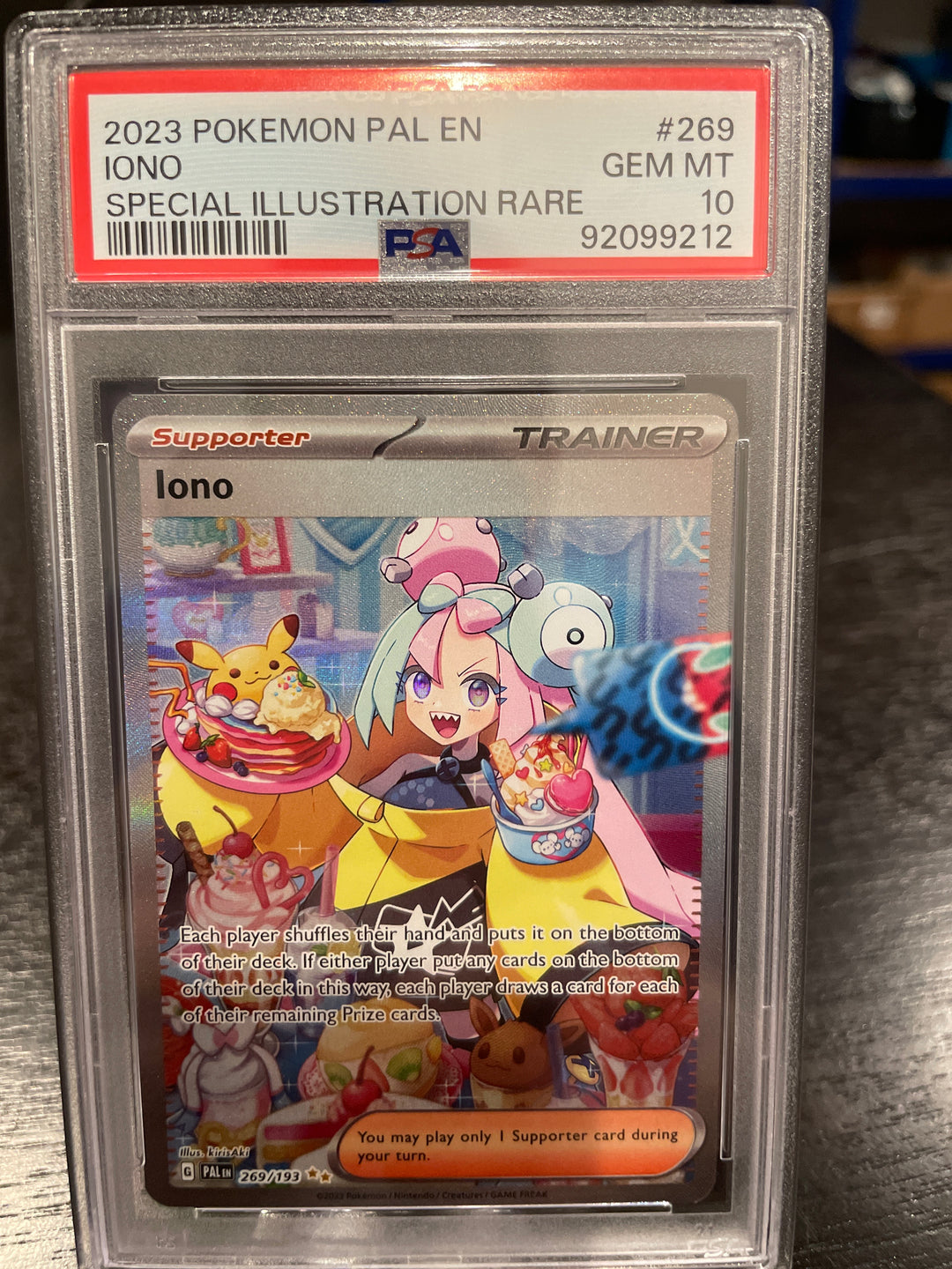 Pokemon TCG 2023 Iono Paldea Evolved Full Illustration Ultra Rare Holofoil, 269/193, PSA 10 Gem Mint