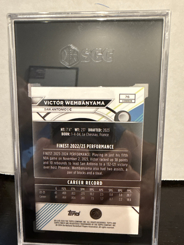 Victor Wembanyama 2023-2024 Topps Finest Rookie, SGC 10 Gem Mint