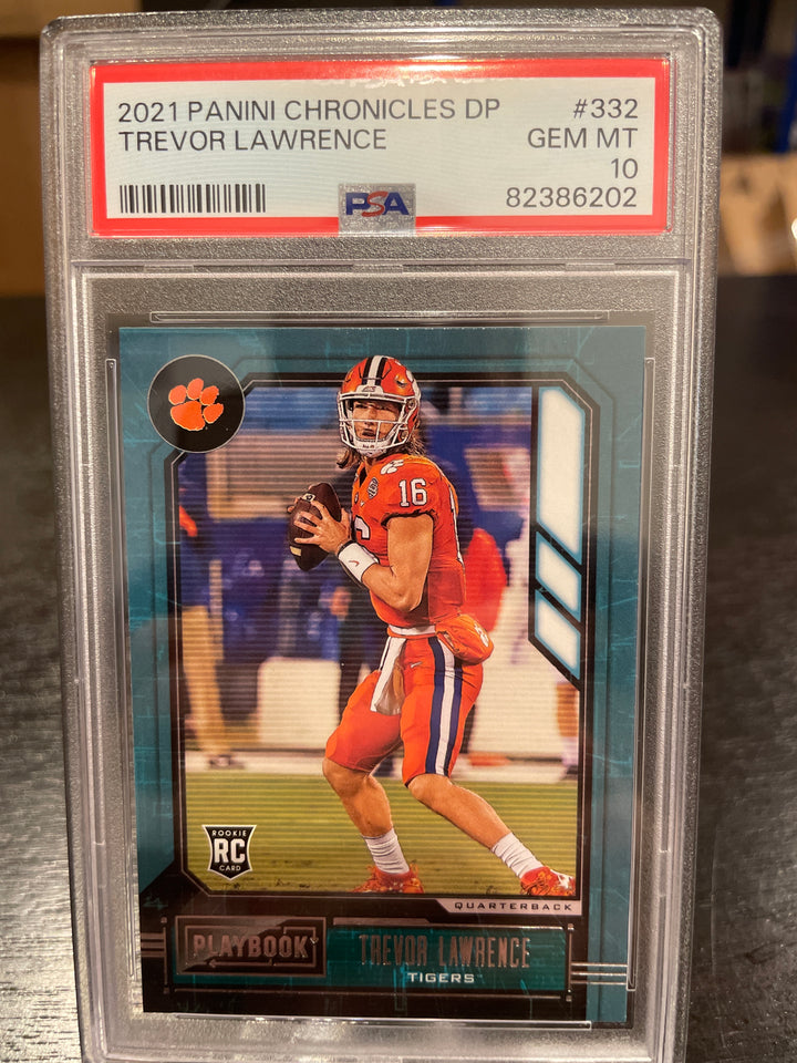 Trevor Lawrence 2021 Panini Chronicles Draft Picks Playbook Rookie, PSA 10 Gem Mint