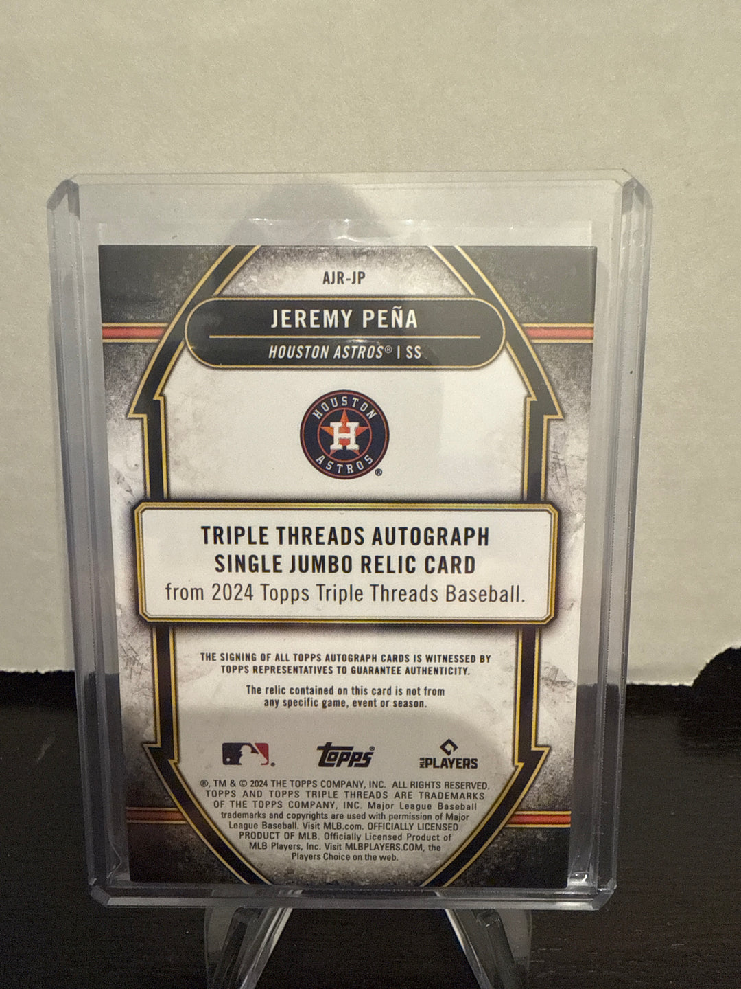 Jeremy Pena 2024 Topps Triple Threads Jumbo Relic Auto Gold, 05/25