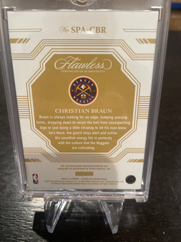 Christian Braun 2022-2023 Panini Flawless Rookie Patch Auto, 03/25