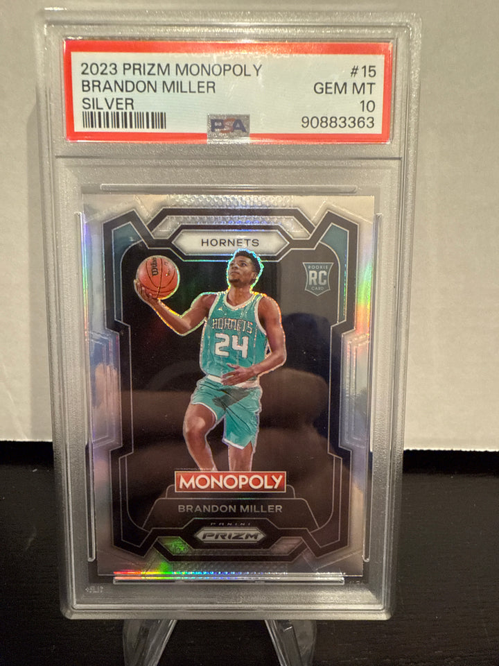 Brandon Miller 2023 Panini Prizm Monopoly Silver Rookie, PSA 10 Gem Mint