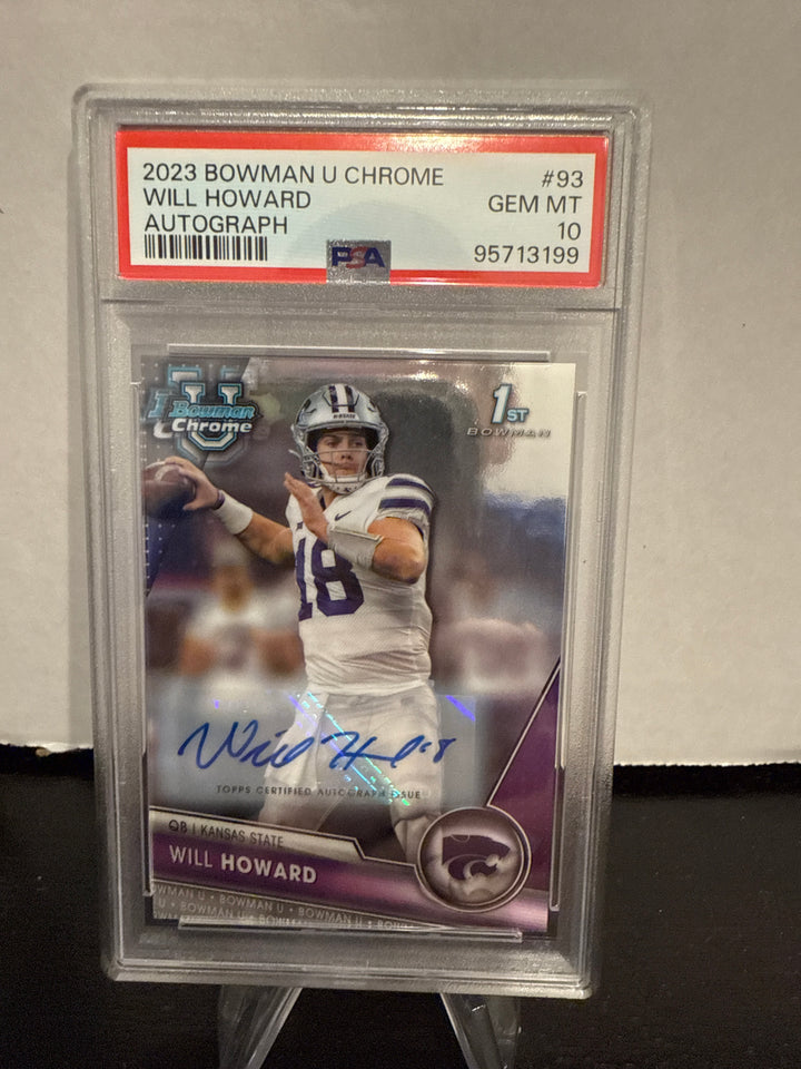 Will Howard 2023 Bowman Chrome University 1st Auto, PSA 10 Gem Mint