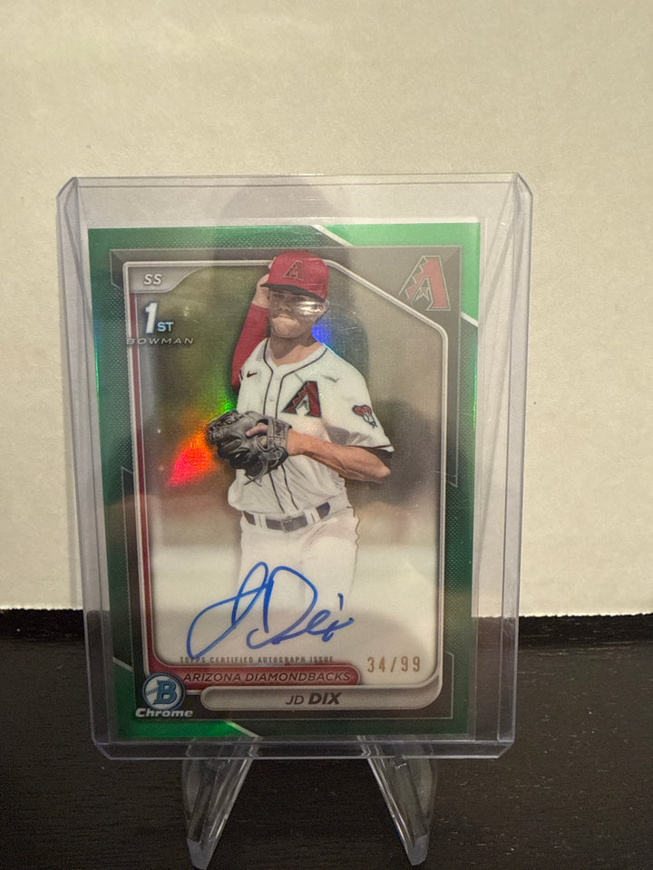 JD Dix 2024 Bowman Chrome 1st Bowman Auto Green Refractor, 34/99