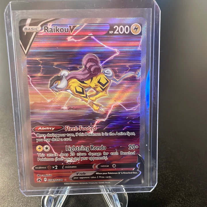 Pokémon TCG 2023 Raikou V Crown Zenith Galarian Gallery Rare Holofoil, GG41/GG70