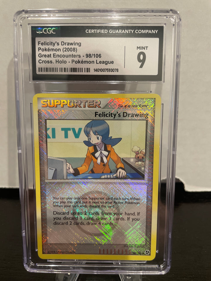 Pokémon TCG 2008 Felicity's Drawing Cross Holo, 98/106, CGC 9 Mint