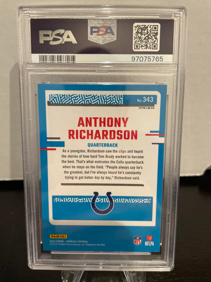 Anthony Richardson 2023 Donruss Optic Preview Holo Rookie, PSA 10 Gem Mint