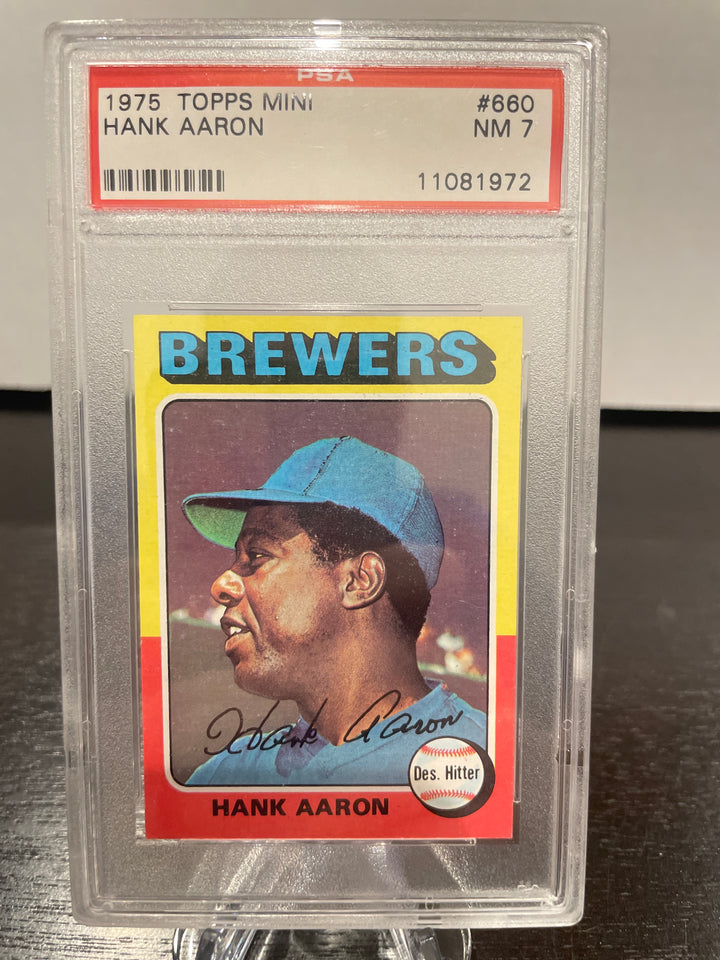 Hank Aaron 1975 Topps Mini, PSA 7