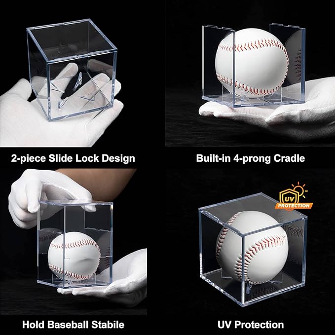 Baseball Display Case - UV Protected Acrylic Square Baseball Display Case