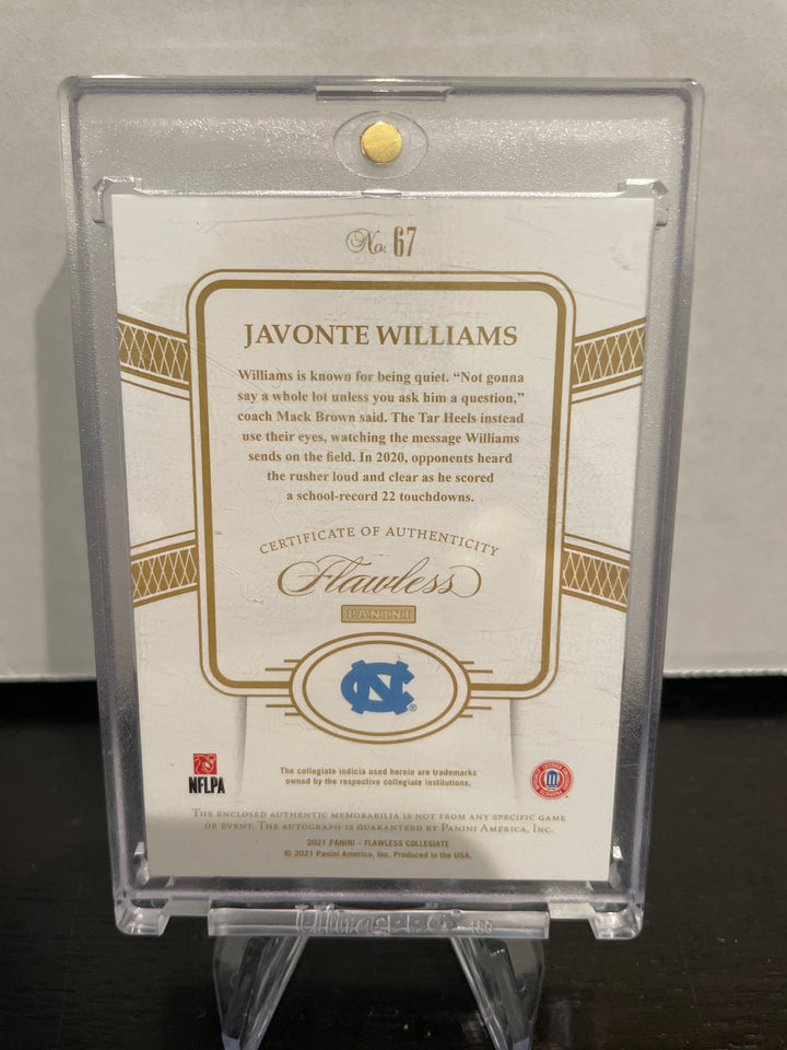 Javonte Williams 2021 Panini Flawless Collegiate One of One Jumpman Logo RPA