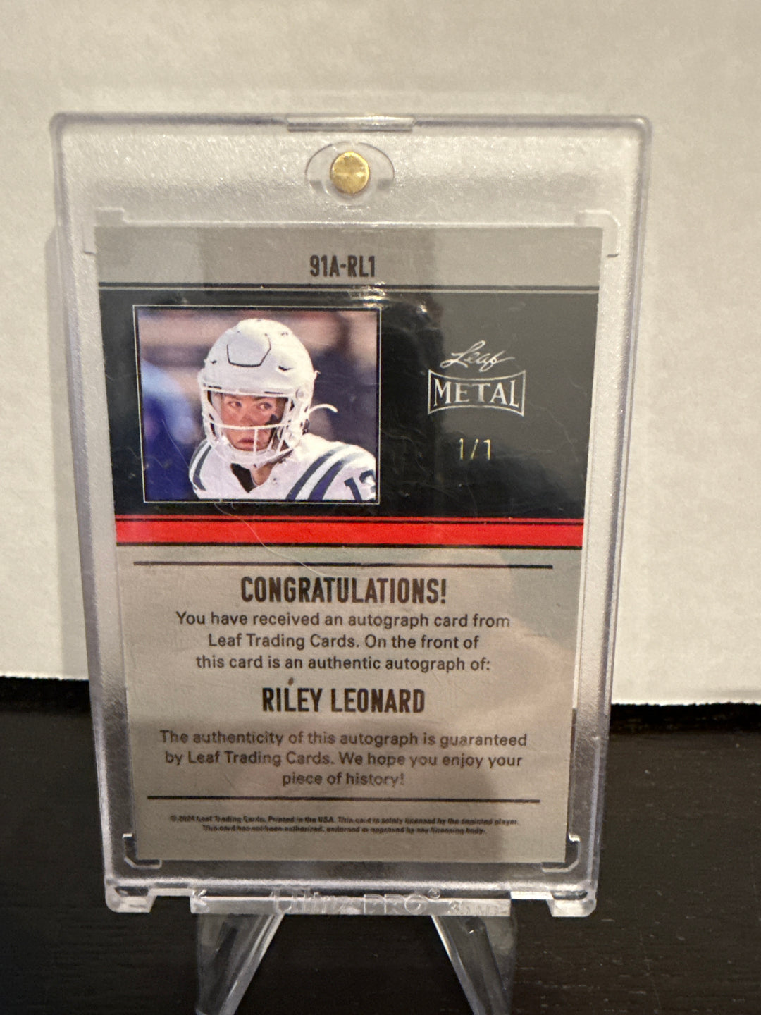 Riley Leonard 2024 Leaf Metal 1/1 Auto