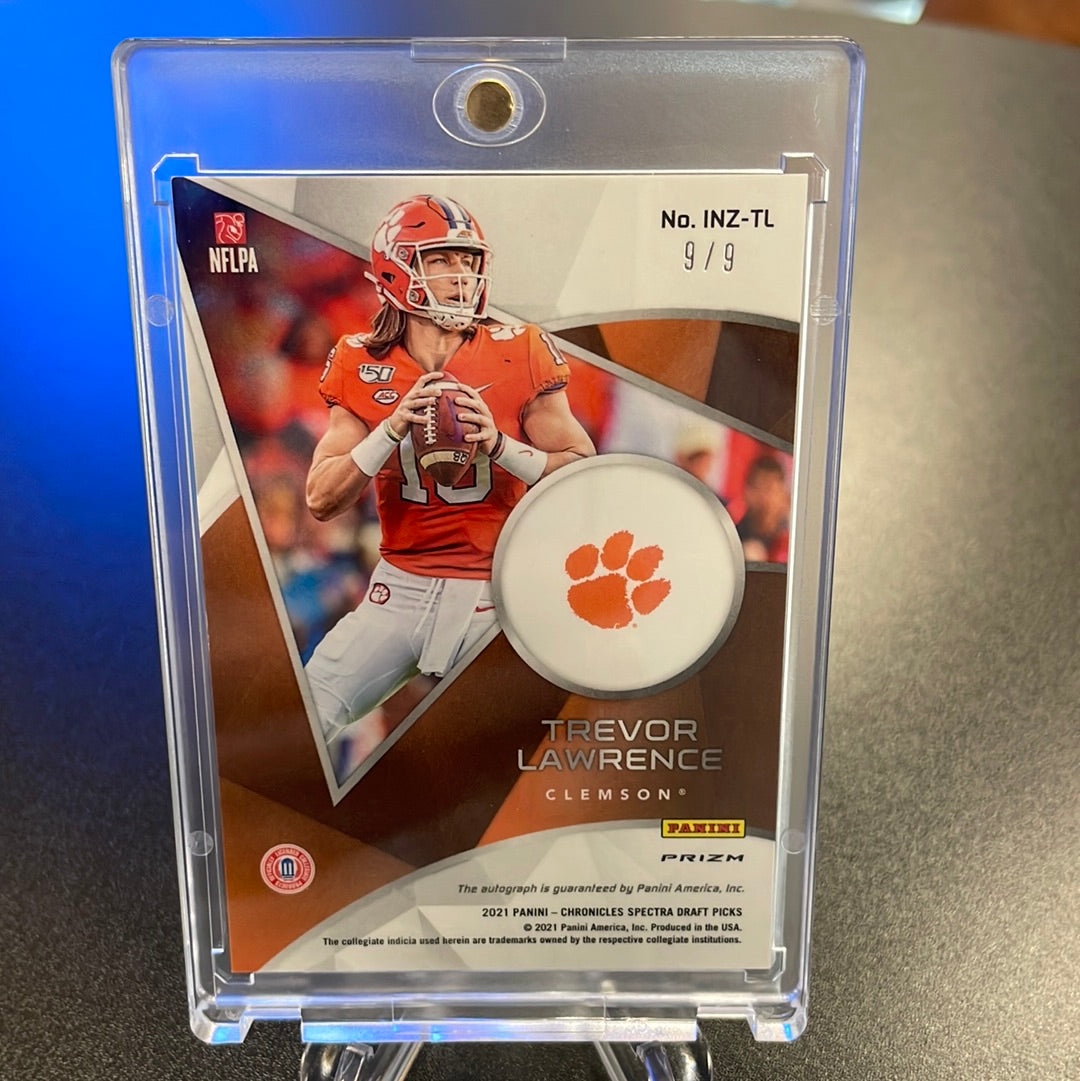 Trevor Lawrence 2021 Panini Spectra Rookie Autograph, 9/9