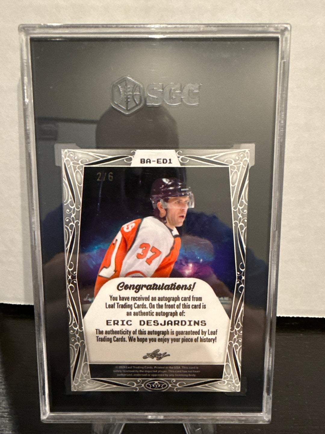 Eric Desjardins 2024 Leaf Metal Orange Crystal Auto, 2/6, SGC 10 Gem Mint