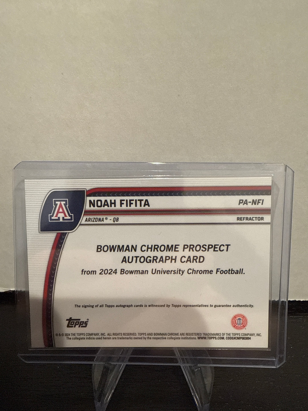 Noah Fifita 2024 Bowman U Chrome Prospect Refractor Auto, 198/299